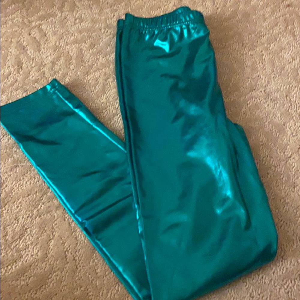 Metallic green pants